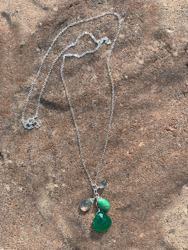 Green Onyx Silver Pendant Necklace