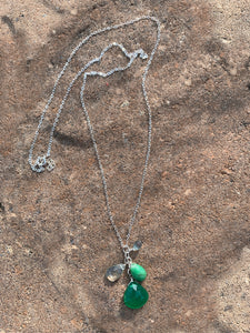 Green Onyx Silver Pendant Necklace