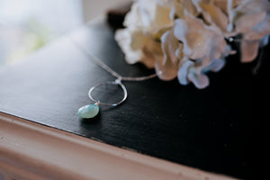 Chalcedony Hammered Hoop Necklace