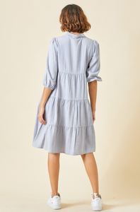 Tiered Button Up Midi Dress