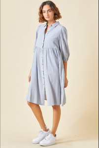 Tiered Button Up Midi Dress